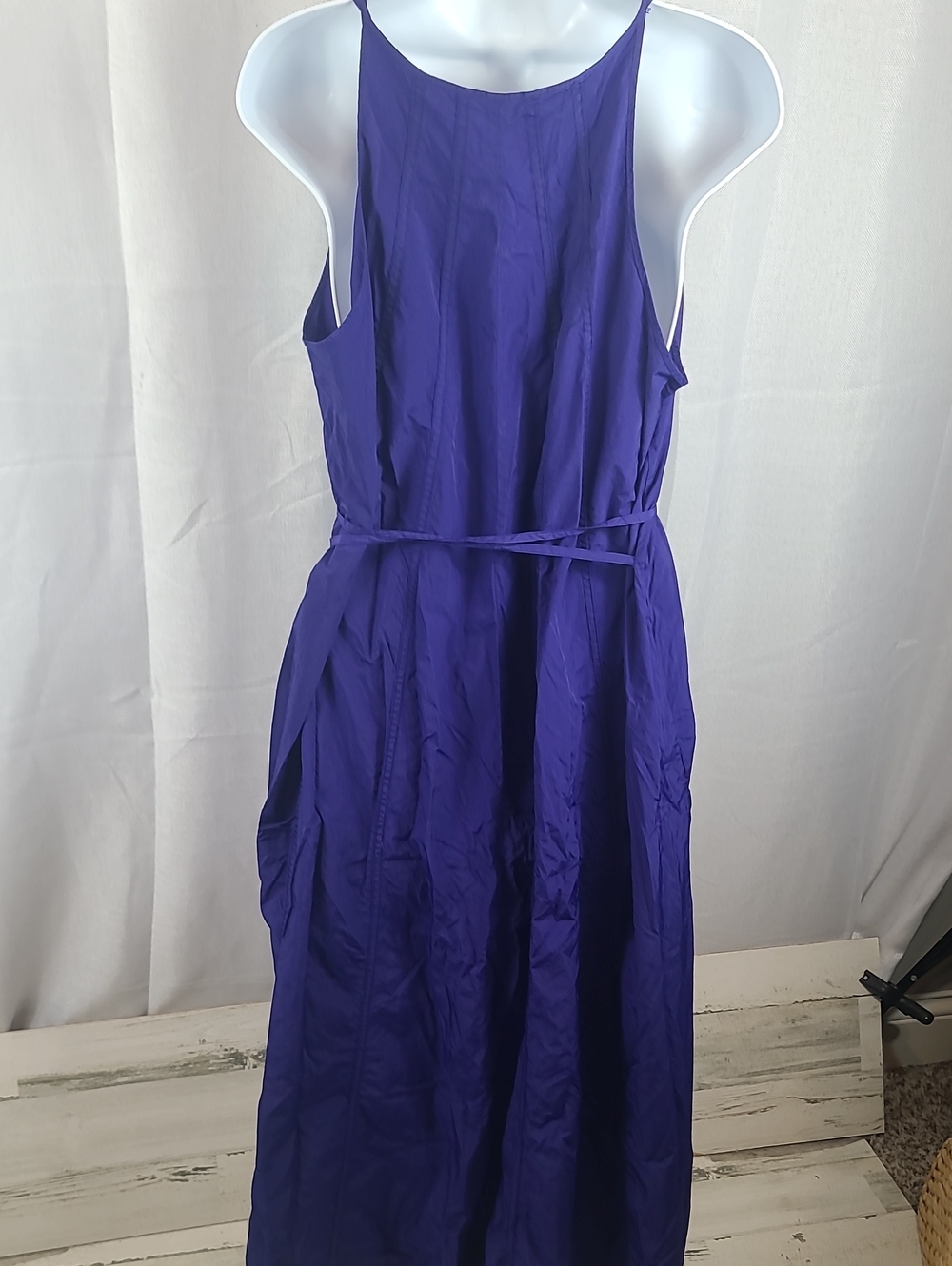 Athleta Canopy Parachute Maxi Dress Poseidon Purple Small Side Pockets V-neck - Picture 5 of 5